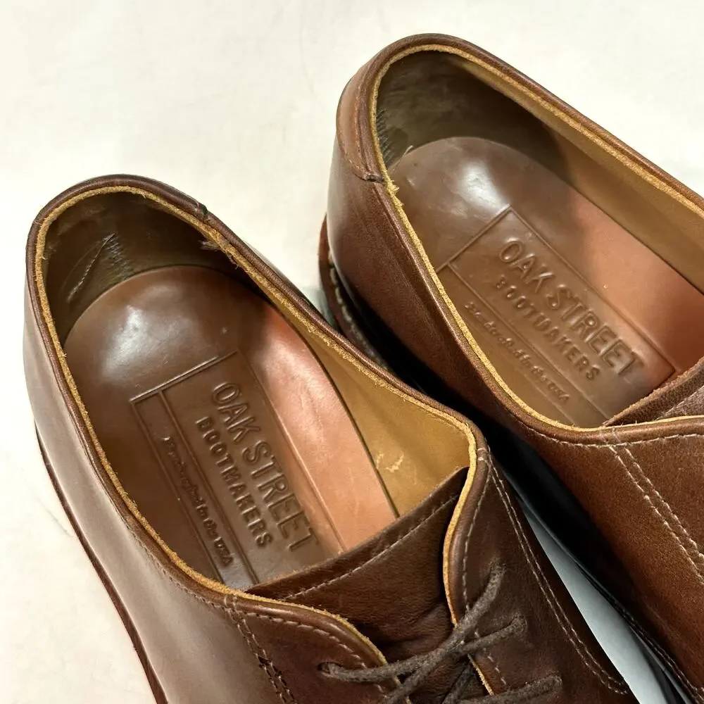 EUC Oak Street Bootmakers Plain Toe Blucher Natural Brown Made in USA 10 D